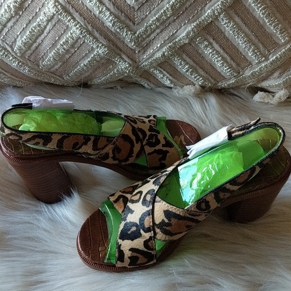 New Sam Edelman Ivy Leopard Slingback Sandals Sz 6 - Picture 3 of 4
